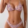 2026 Neuer Europäischer und Amerikanischer Sexy Bikini Zweiteiliges Set Neckholder Träger Geteilter Badeanzug Damen Blumen Bikini