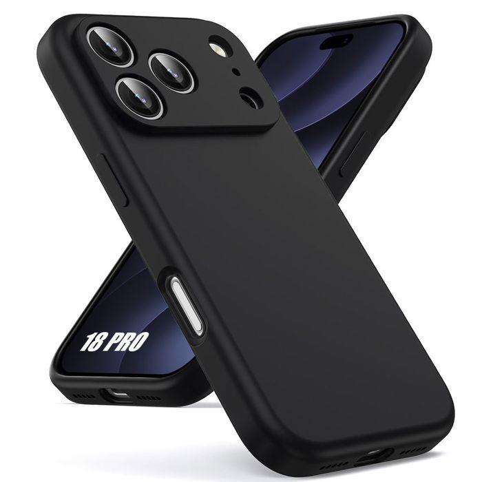 Coque pour iPhone 18 Pro, Protection Silicone Liquide Ultra Slim Souple Mat Noir