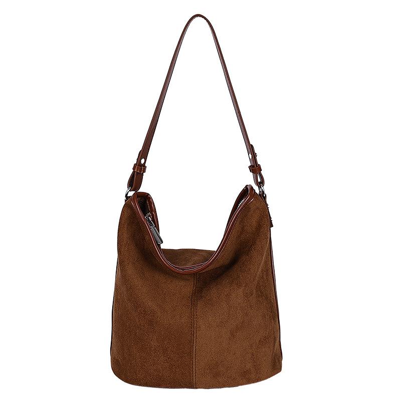 PU Suede Hobo Bag Women's Fashion Shoulder Tote with Soft Texture Casual Everyday Handbag