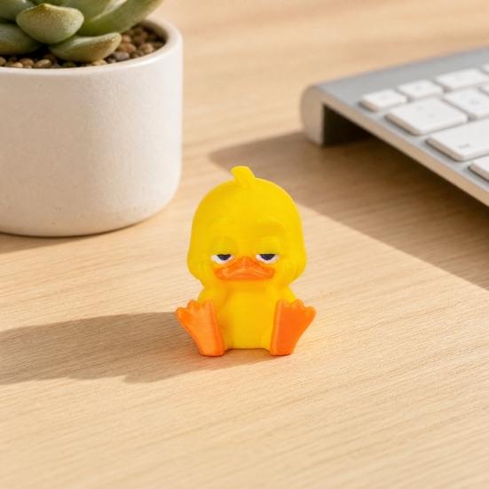 3D-gedruckte kleine gelbe Enten, niedliche gelbe Entenfigur für Schreibtischdekoration, Enten-Miniaturfiguren für Mikrolandschaften, lustige Geschenkideen