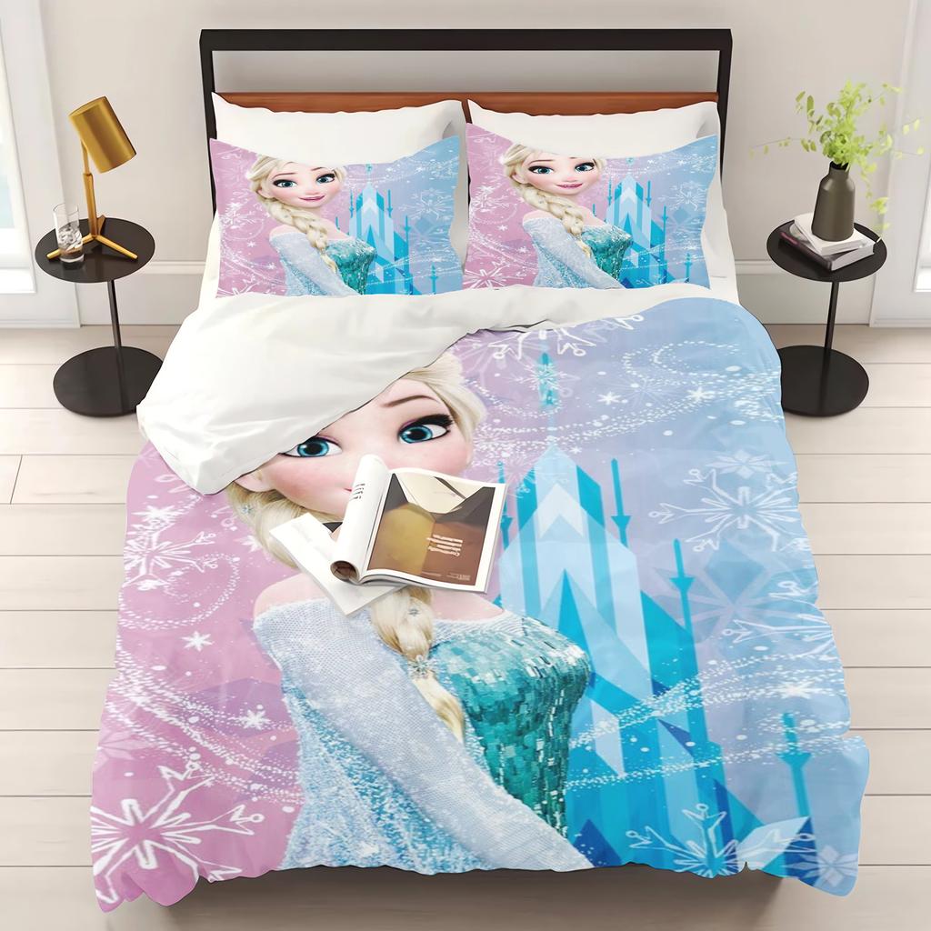 Prinzessin Elsa Frozen Aufdruck Schlafzimmer Bettwäsche Set Bettbezug Weihnachtsgeschenke Komfort Cartoon Mit Kissenbezug