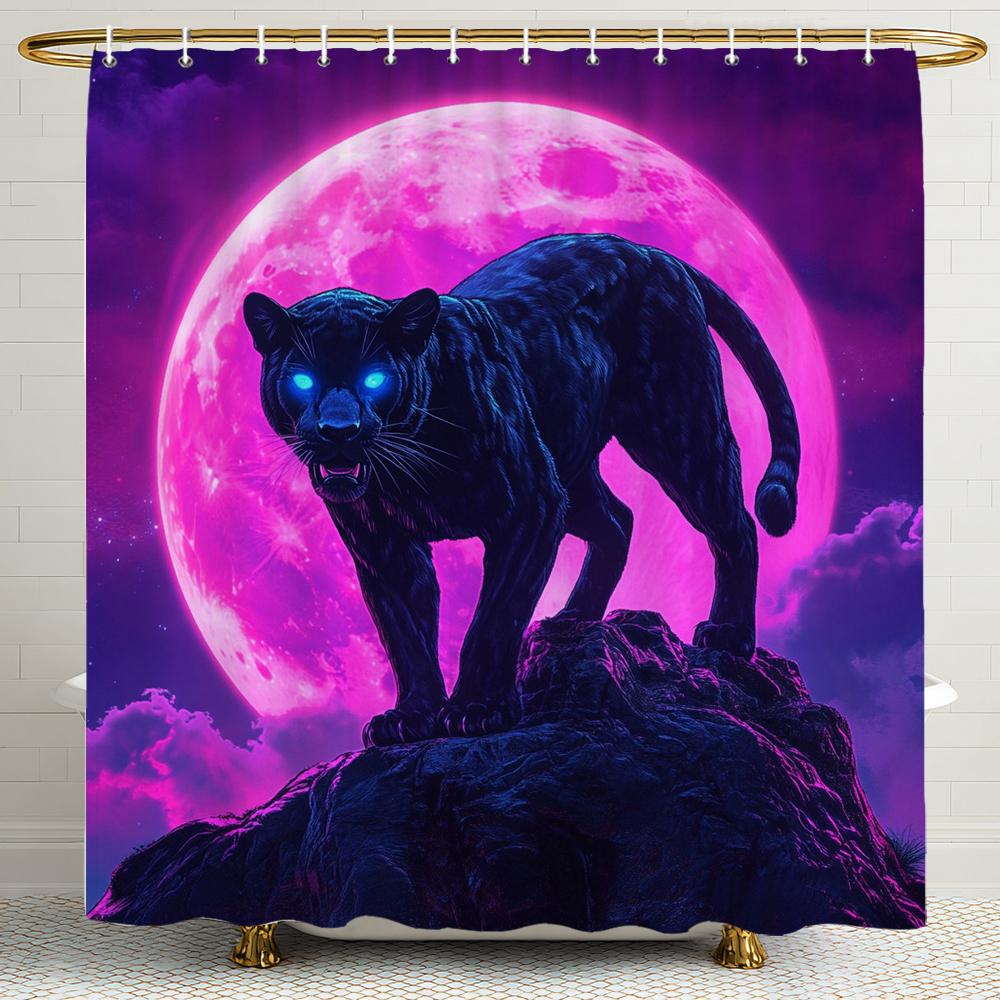 Leopards, Tigers, Wolves,Flower Animals Shower Curtain, Bathroom Shower Curtain, Waterproof Shower Curtain With Hooks