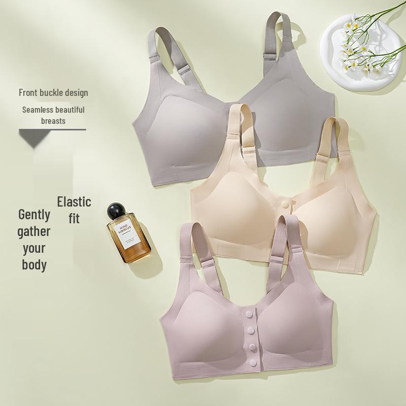 Cross-border Antibacterial Mastectomy Prosthesis Bra with Fake Breast Pads, Seamless Front Closure, for Post-Op and Reduction Support.