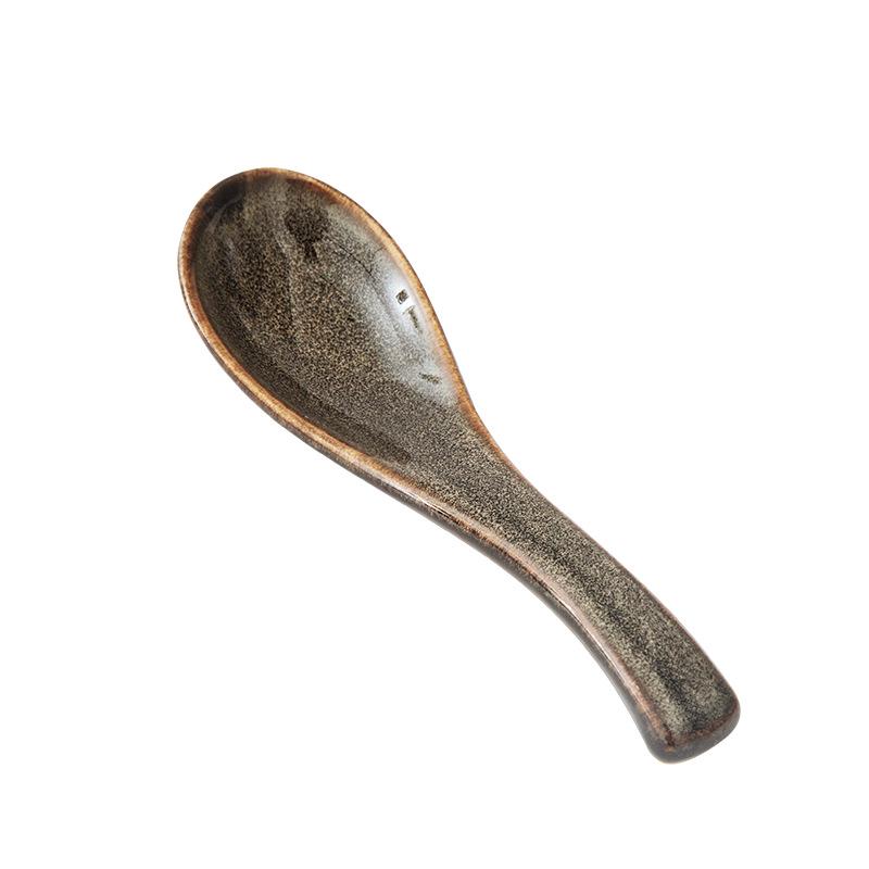 European Ceramic Soup and Dessert Spoon - Kiln-Fired, Small Stirring Utensil for Home and Restaurant Use