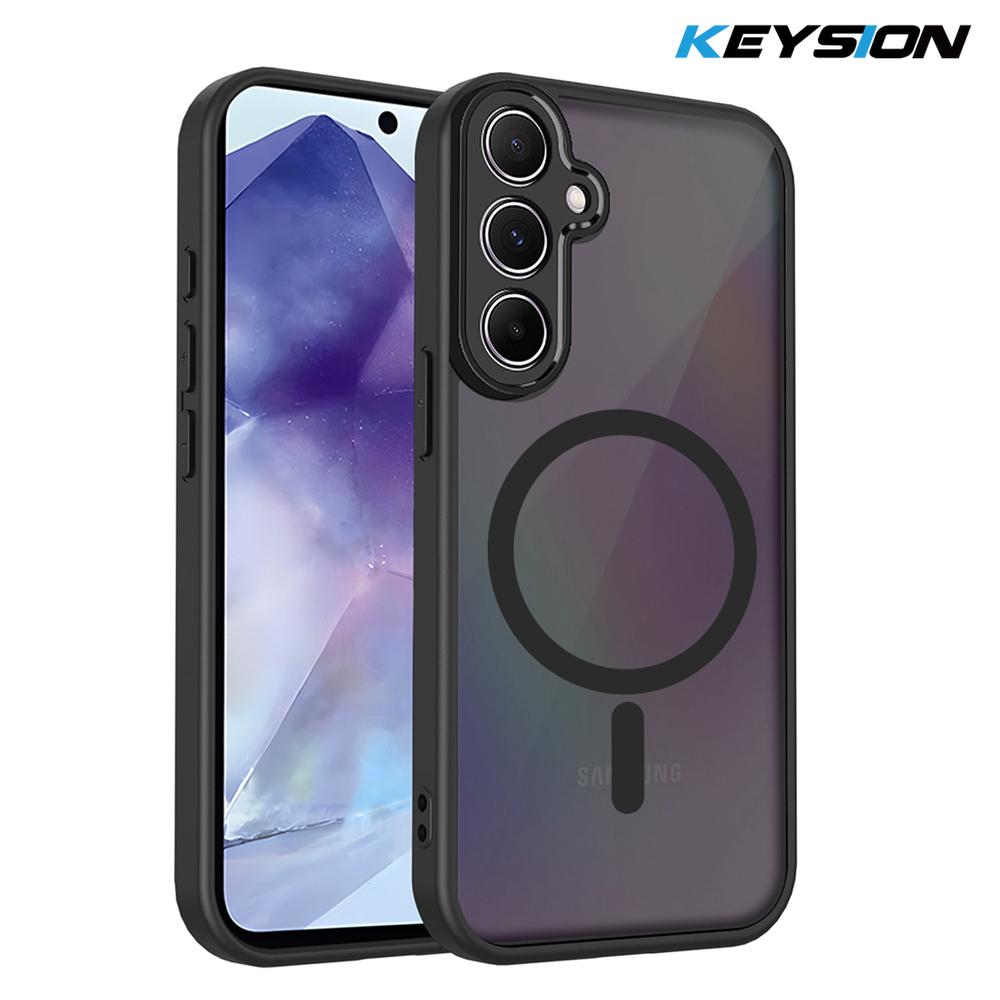 

KEYSION Магнітний чохол для телефону Samsung A55 5G A35 A25 Силікон+ПК Матовий Напівпрозорий Прозорий Ударостійкий чохол для Galaxy A15 4G 5G for Samsung A55 5G чорний
