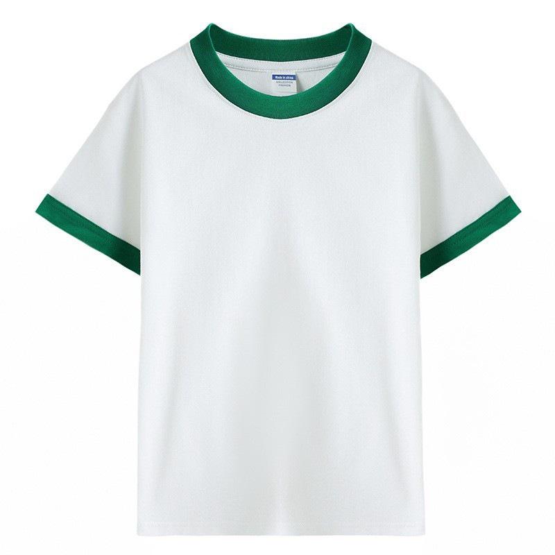 Children's Summer Color Block Short Sleeve T-shirt - Unisex Casual Fashion for Kindergarten Activities
