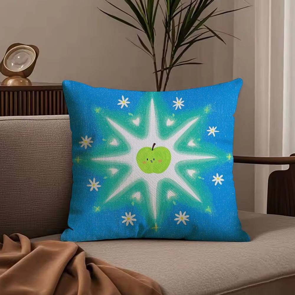 Anime Lucky Fruit Fun Pillow Case Anti-dustmite Pillowcase Invisible Zipper Silky Short Plush Sofa Cushion Cover