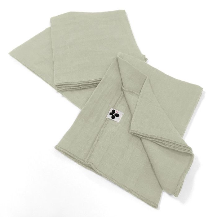Set of 3 "Gaïa" Table Napkins 40 X 40 Cm "Cotton Gauze" - Gaïa Water Green