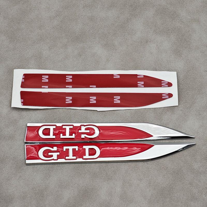 Hot 2Pcs Red Black Metal Logo GTD Emblem Car Fender Side Badge For Volkswagen VW Golf 7 6 5 4 MK4 Polo Jetta GTD Sticker Accesso NA2