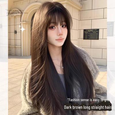 Kawakami Tomie Damenperücke mit natürlichem Pony – lang, glatt, süß und jugendlicher Look