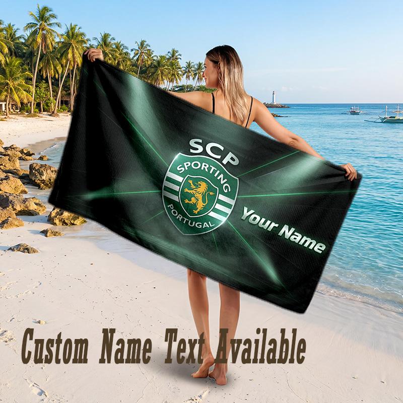 Sporting CP Design Beach Towel Custom Text Large Towel for Beach Vacation