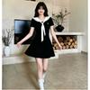 Doll collar lace-up dress for women's summer waist, thin age reduction, college style, girlish feeling, daily versatile short skirt