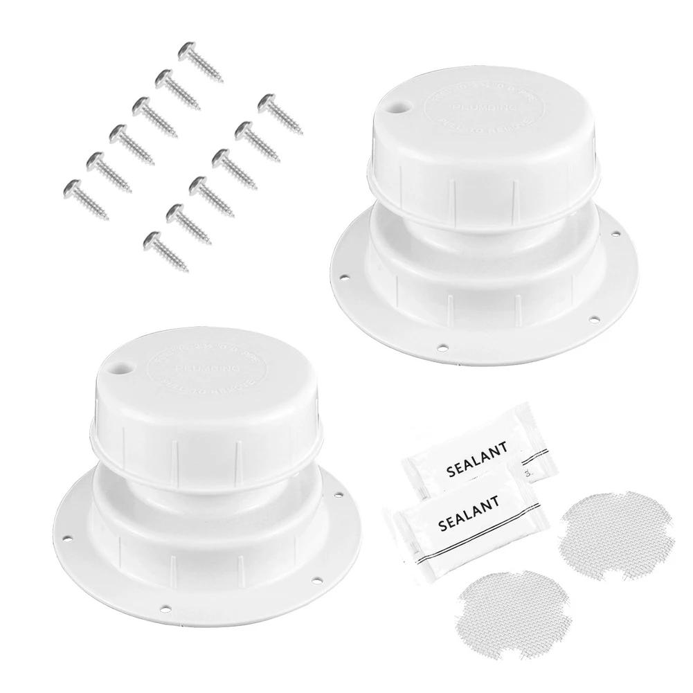 Roof Ventilation Cover For RV For Motorhome Yacht, Sewer Pipe Exhaust Vent Cap With UV Protection, 2-Pack, Black/White