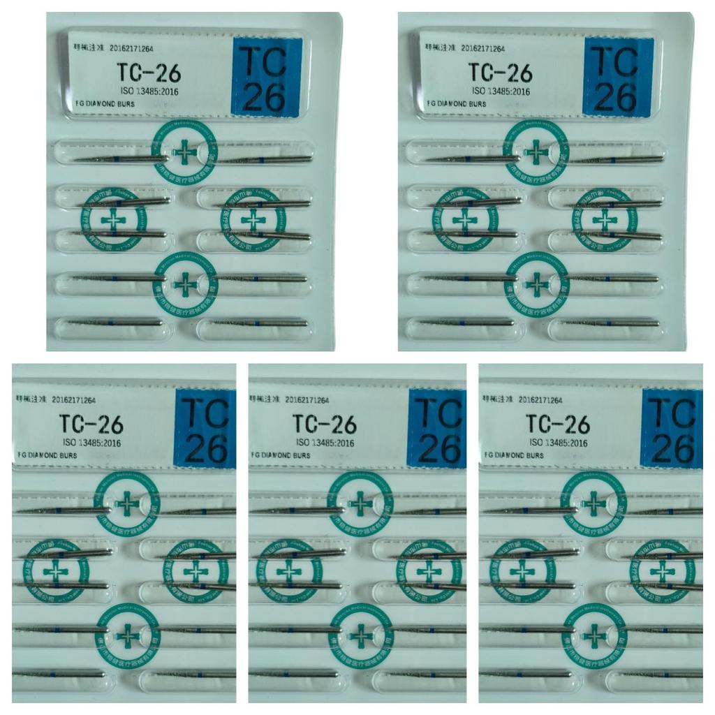 50pcs Dental High Speed Burs High Speed Handpiece Turbine Diamond Burs Diamond Polishing Tooth Preparation Dentist Material