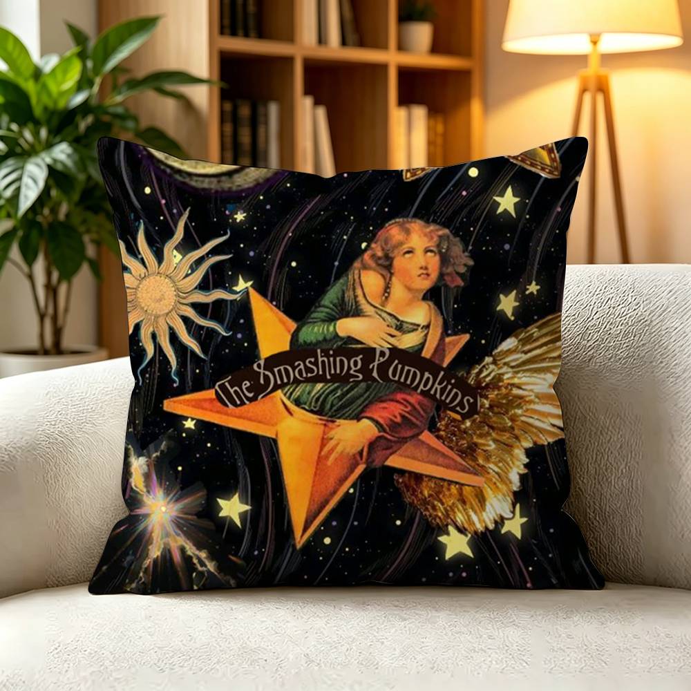 VVintage Album Art The Smashing Pumpkins Square DoubleSided printed Pillow Case Bedroom Bedside Pillow Sofa Cushion Cover