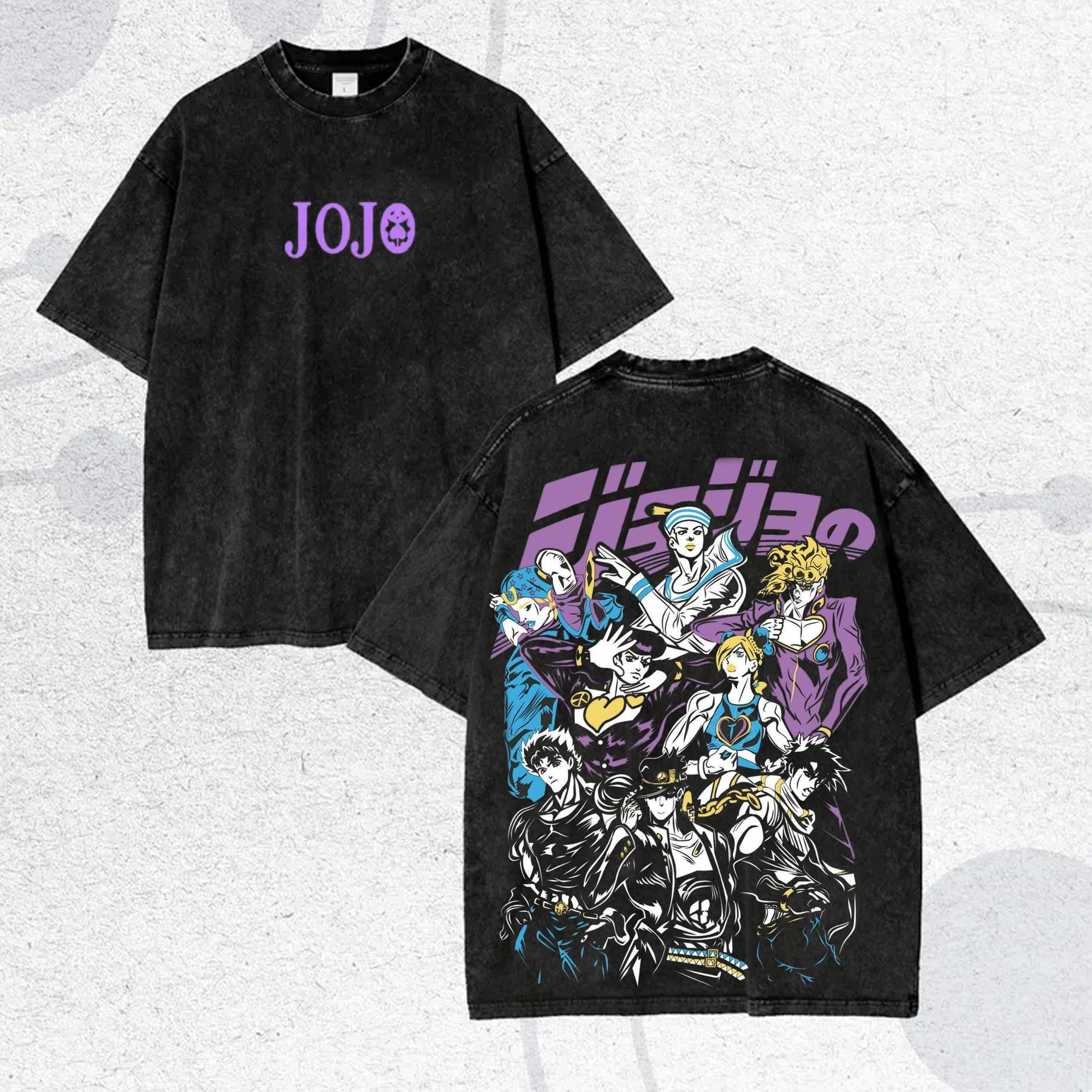 

Vintage Washed T-shirt Jojo Graphic Retro Street Oversized Y2k Men Women Short Sleeve Casual Cotton Loose Comfortable Female Male Clothing XXL чорний