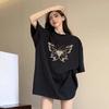 Cotton heavy shoulder short-sleeved t-shirt women's summer new American high-end Hong Kong-style chic half-sleeved 