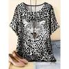 Women Plus Size Floral Print T-Shirt Relaxed Fit Short Sleeve Vibrant Pattern Spring Summer Outings Casual Comfortable Top
