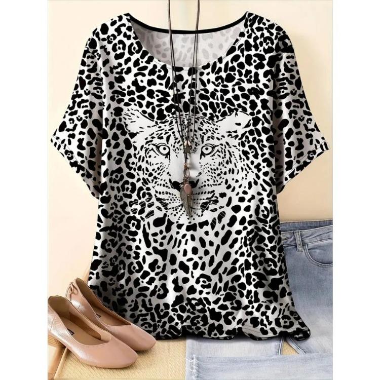 Women Plus Size Floral Print T-Shirt Relaxed Fit Short Sleeve Vibrant Pattern Spring Summer Outings Casual Comfortable Top