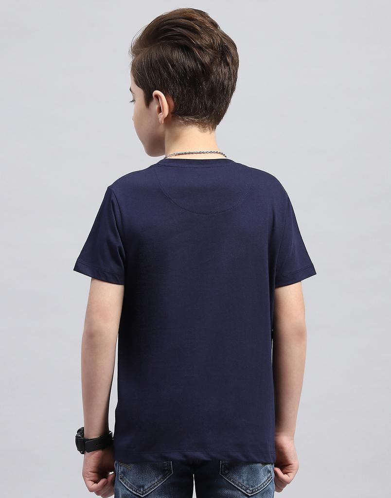 MONTE CARLO Boys Red Printed Round Neck Half Sleeve Regular Fit T-Shirt