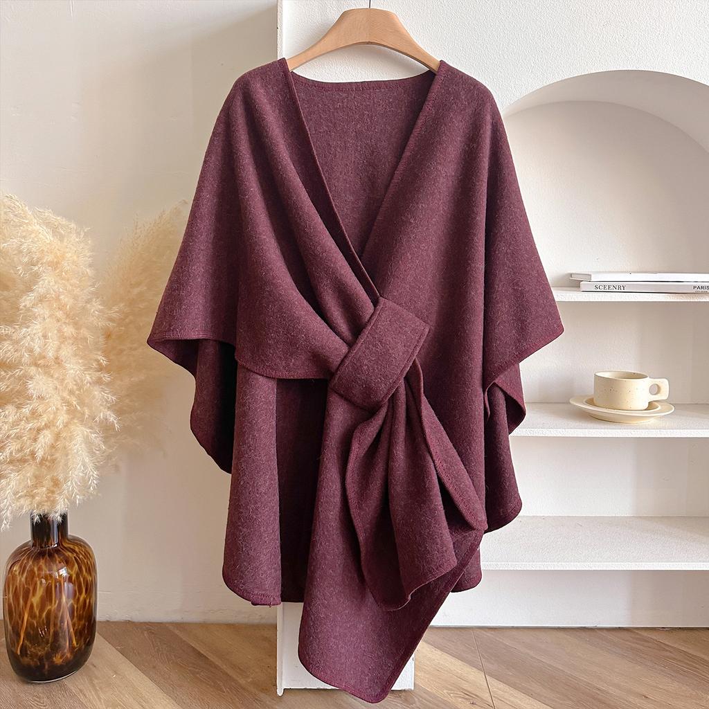 Women's Double-Sided Imitation Cashmere Pashmina Poncho Winter Warm Thickened Shawl Blanket Luxury Scarf Cloak Cape Stole