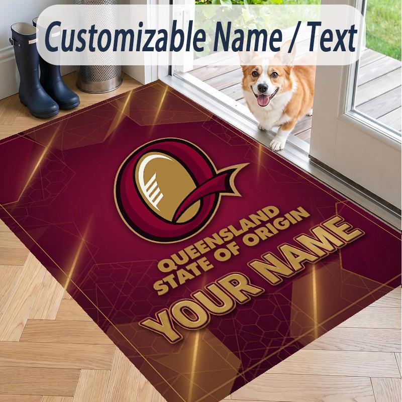 Custom Text Printed Rug Queensland Maroons Non Slip Floor Carpet For Home Room Decor