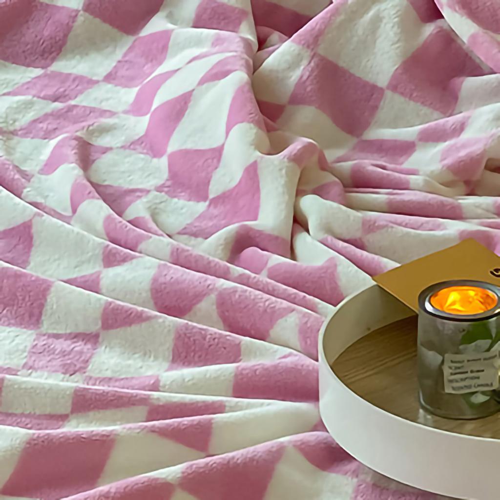 Simple Vintage Checkerboard Blanket Autumn Winter Warm Nap Throw Blanket Flannel Fleece Sofa