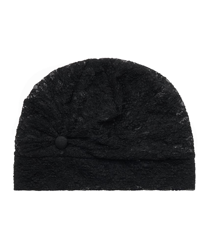 Beoteoni Shirring Lace Beanie (Black)