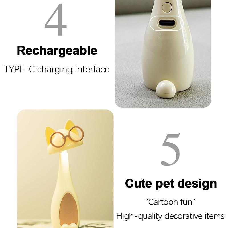 LED Night Light Cartoon Cute Pet Cat USB Charging LED Night Light Room Bedroom Bedside Sleep Light Dormitory Decorative As Gift