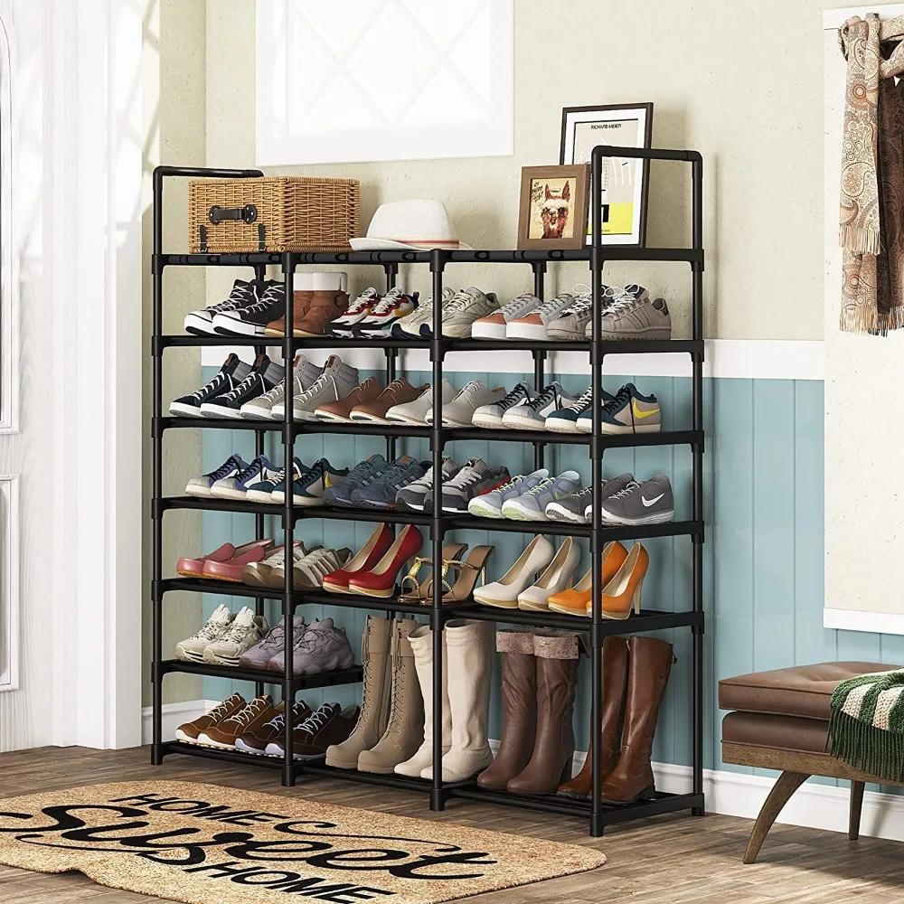 Shoe Rack Organizer Entryway Household Shoes Cabinets Easy To Assemble Sneakers Storage Racks Save Space 3 Rows Boots Organiser
