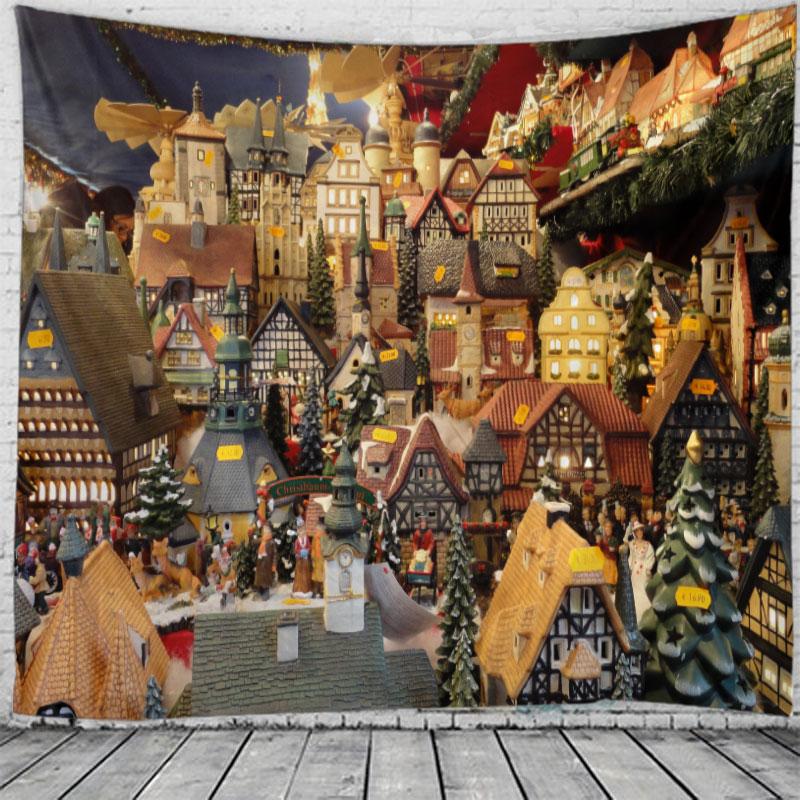 Christmas Tree Christmas Gift Printed Pattern Tapestry Home Living Room Bedroom Wall Background Decoration Tapestry