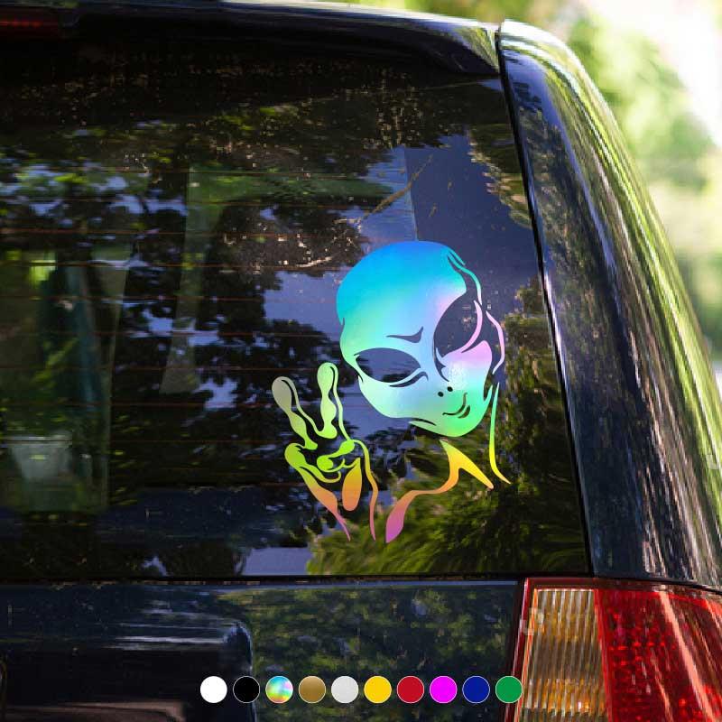 Car Decals Vinyl Auto Window Bumper Body Decals Space Alien Star Astronaut Personality Auto Decals Ufo Water-Repellent Decoration