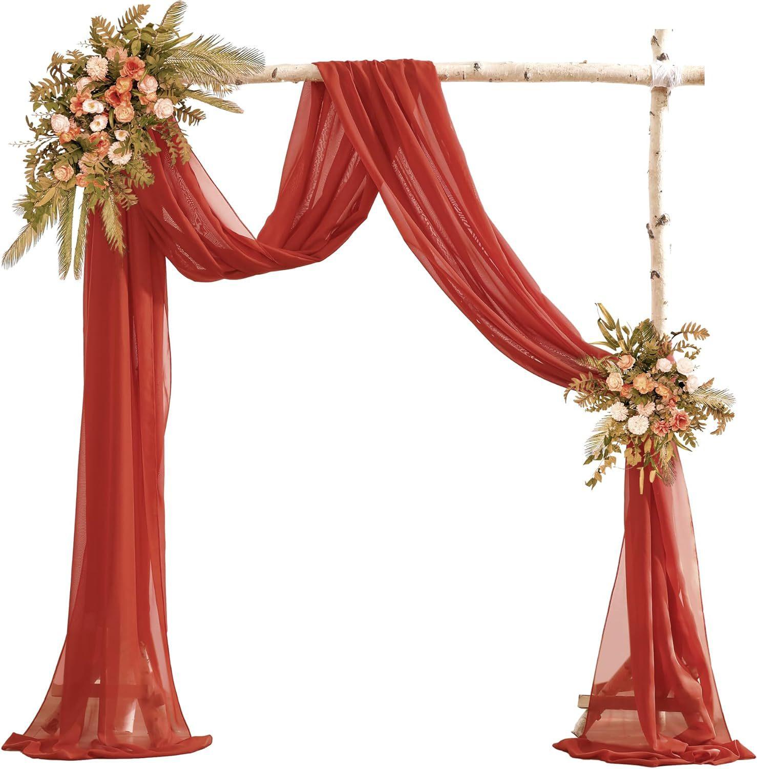 

2шт шифоновая арка свадебная фата газонная вечеринка событие наружное украшение подвесная занавеска балдахин дорожки для стола девичник 300x70cm оранжевый