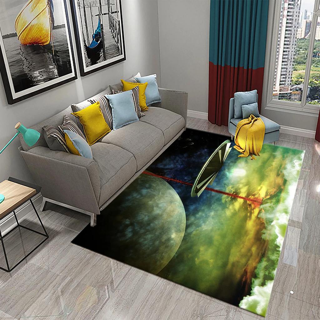 UFO Alien Carpet Mystery Science Fiction Theme Rugs for Bathroom Kitchen Floor Door Anti-Slip Mat Bedroom Entrance Decor Rugs
