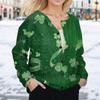 Women's Stylish St. Patrick Print Long Sleeve  Fleece Cardigan Button Jacket