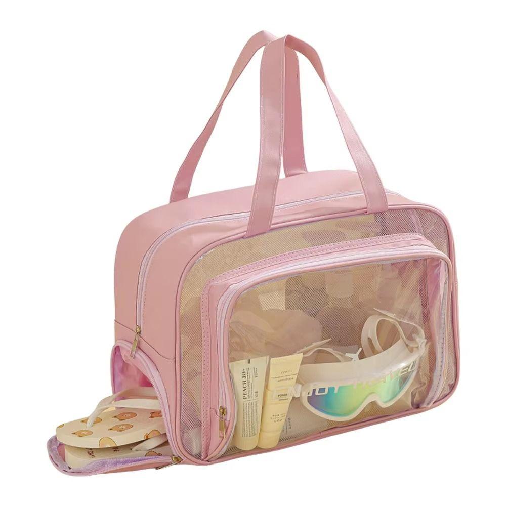 Large Capacity Waterproof Cosmetic Bag Pu Transparent Travel Storage Bag  Outdoor