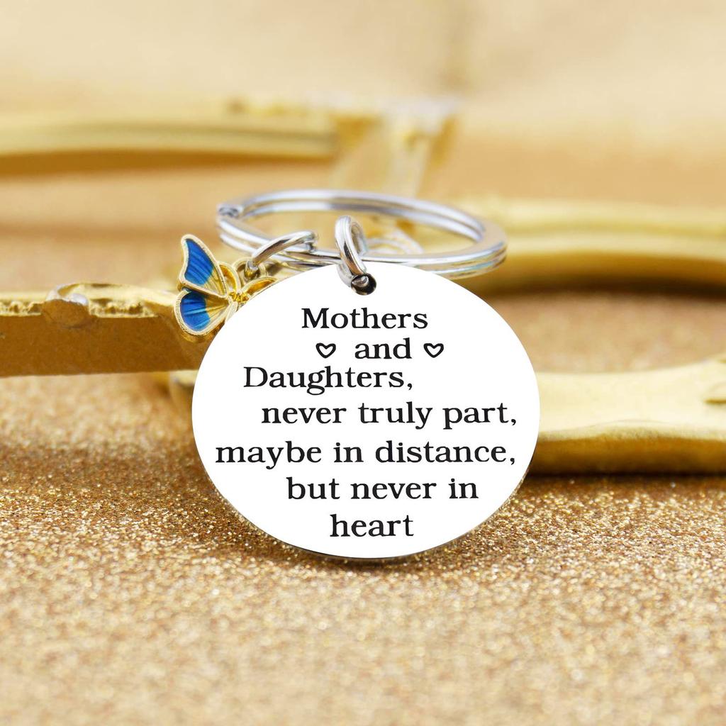 Mother Daughter Butterfly Stainless Steel Keychain Warm Family Design Fashion Pendant Practical Mother's Day Gift