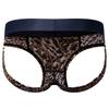 Jockstraps JOCKMAIL Leopard Printed Open Back Hipless Low Rise Sexy Men's Thong Underwear Sissy Bikini Shorts Fashion Sports Men's T-back Undrepants