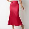 Fashion Summer New Slim Fit Satin Casual Long Skirts Women Elegant Solid High Waist Loose Skirt Woman Slim Fit Fishtail Skirt Female Clothing 26560
