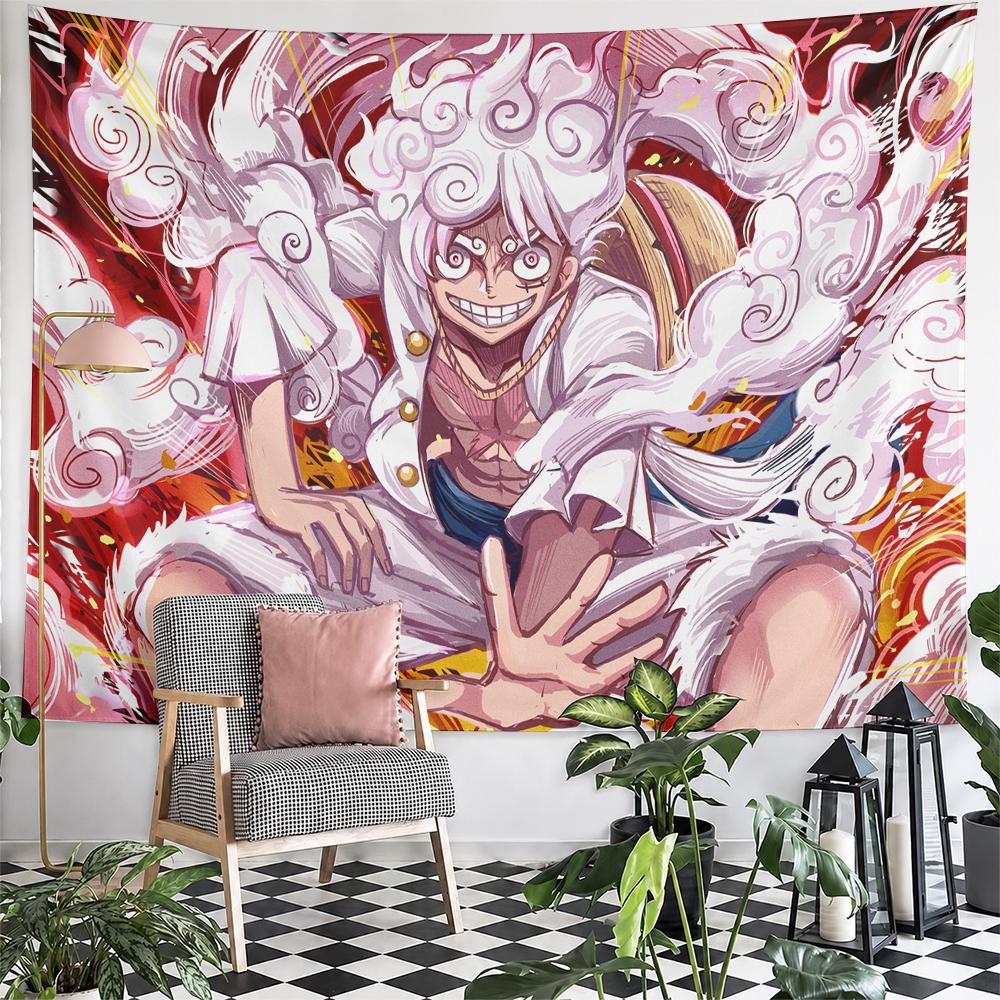 Energetic white-haired anime character design Patterned tapestry for bedroom and living room home decor sofas.