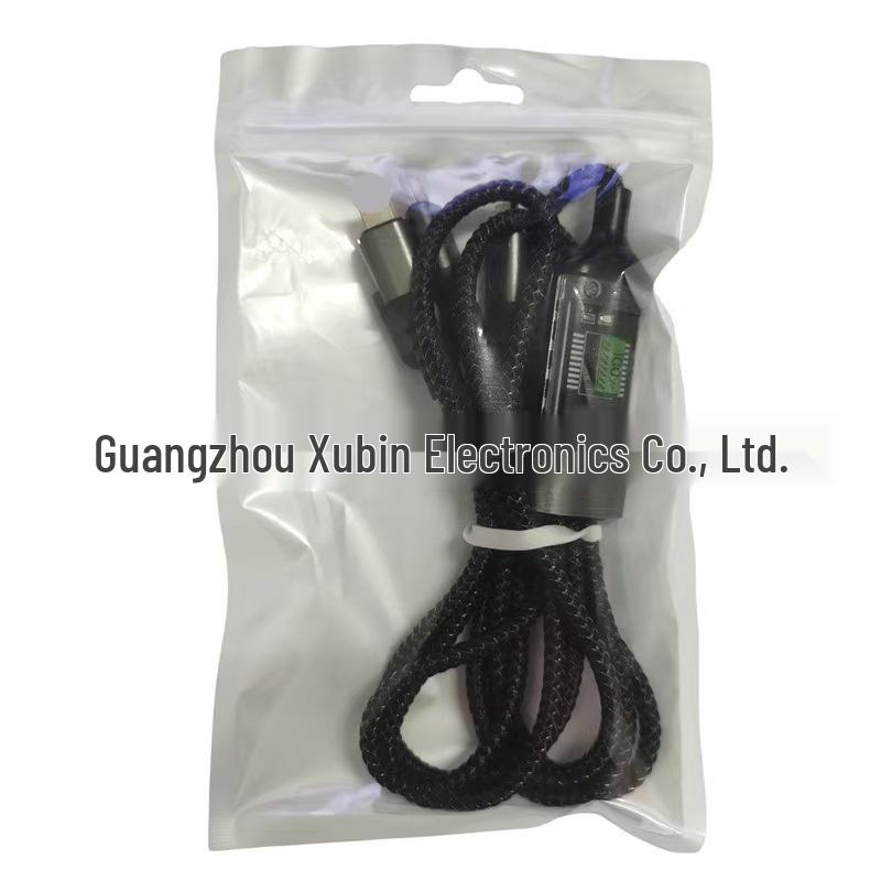 

Многофункциональный зарядный кабель 3-в-1 с цифровым дисплеем для устройств Huawei, Apple и Android — поддерживает быструю зарядку благодаря совместимости с Type-C.