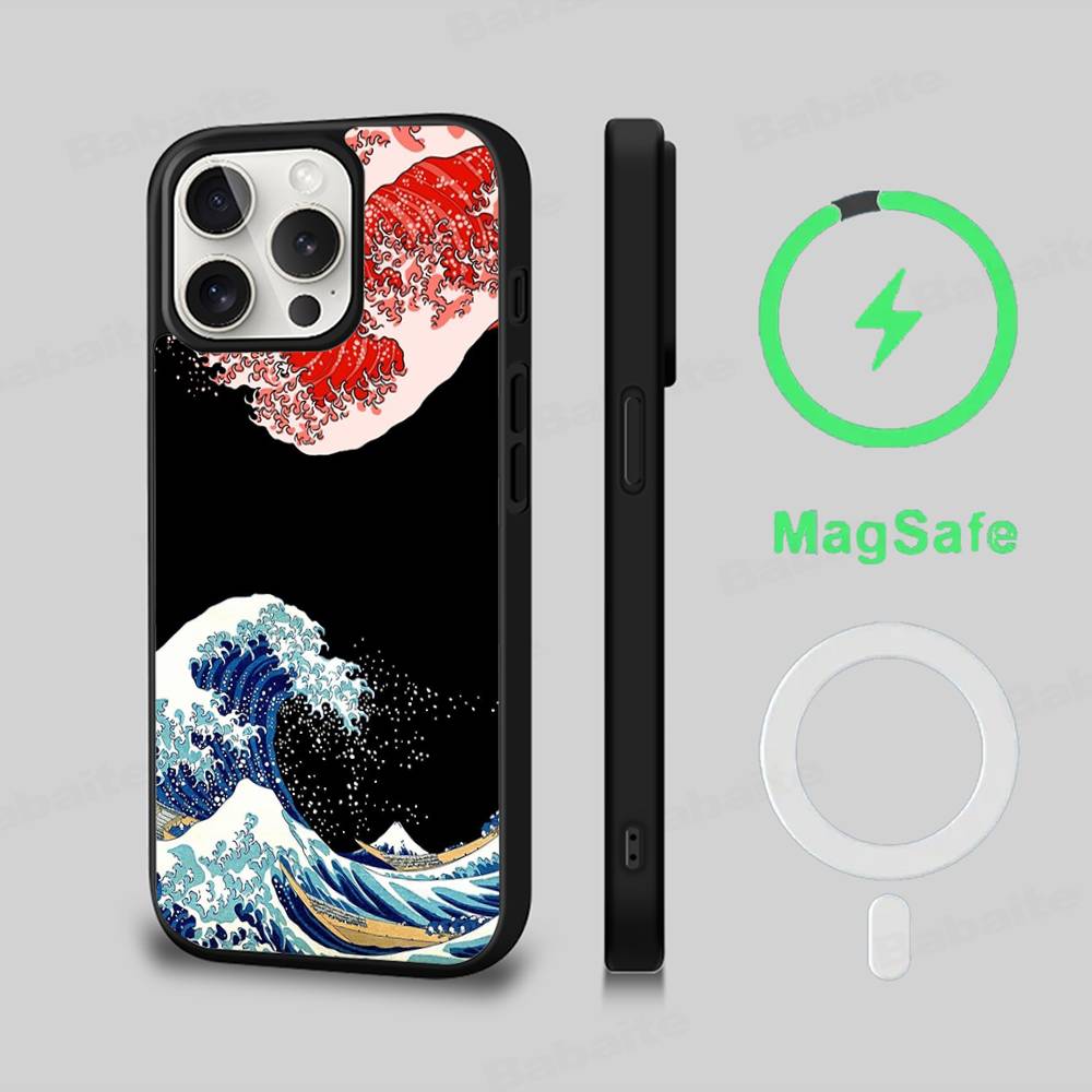 Classic Artwork Great Wave Off Kanagawa Magnetic Matte Phone Case For IPhone 16 17 15 14 13 12 11 For Magsafe Wireless