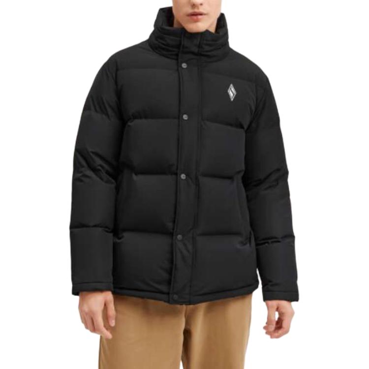 Skechers Logo Print Stand Collar Loose Windproof Warm Down Jacket Men Outerwear Black L423M176-002K