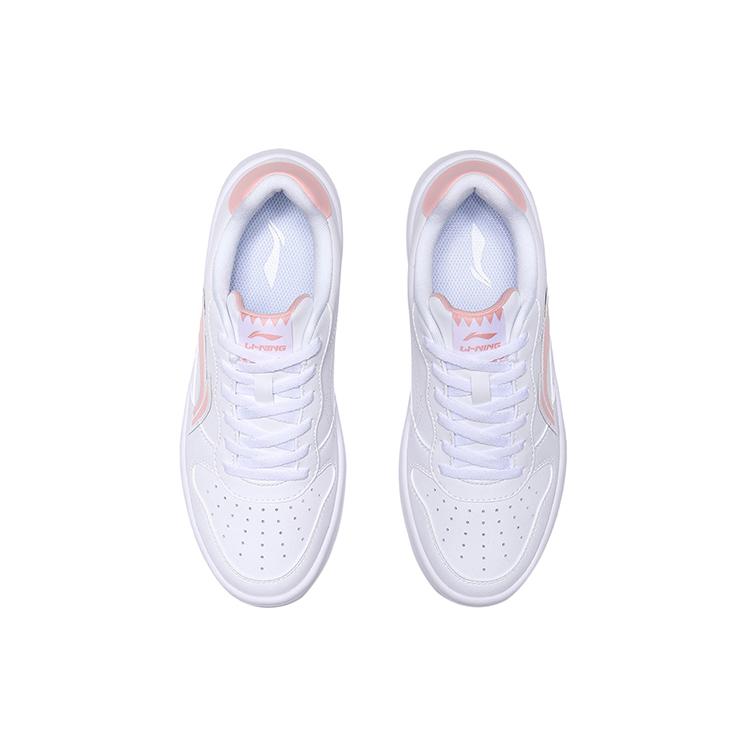 New LiNing Sports Life Collection Anti Slip And Wear Resistant Lightweight Low Top Skateboard Shoes Women's White Pink AGCQ578-3