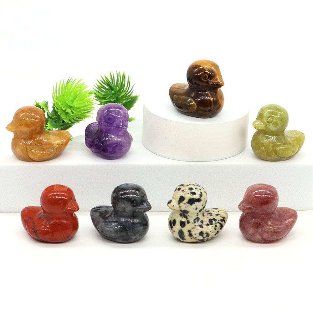 1.2" Little Duck Statue Natural Stone Reiki Healing Crystal Amethyst Tiger Eye Animal Figurine Gemstones Crafts Home Decor Gifts
