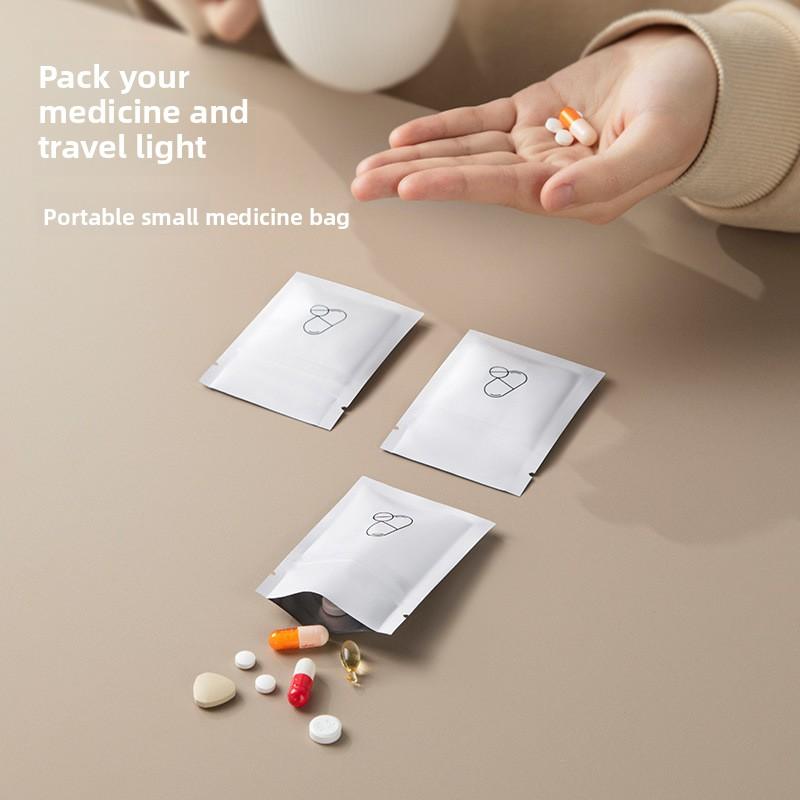 30Pcs Small Medicine Bag portable medicine box sealing aluminum foil self-sealing sub-sealing mini small bag moisture-proof pills bag