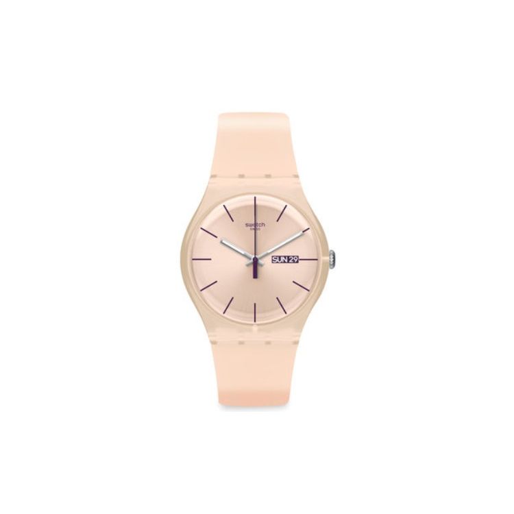 

Swatch Originals Series Quartz Movement Dual Display Waterproof Minimalist Watch 41mm Pink Dial Plastic Case Silicone Strap Unisex watches SUOT700 Pink