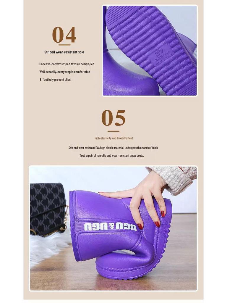 Ultra-Light Women's Waterproof Winter Fleece-Lined EVA Boots for Cold Storage, Livestock, Car Washing, and Snow - Warm, Thick, and Cold-Proof.