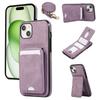 For iPhone 15 Case Card Holder Kickstand Leather+TPU Phone Cover with Shoulder Strap