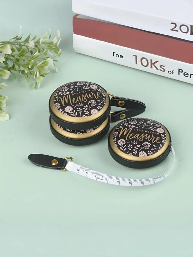 Household Printed Black Leather Tape Measure, Portable Tape Measure